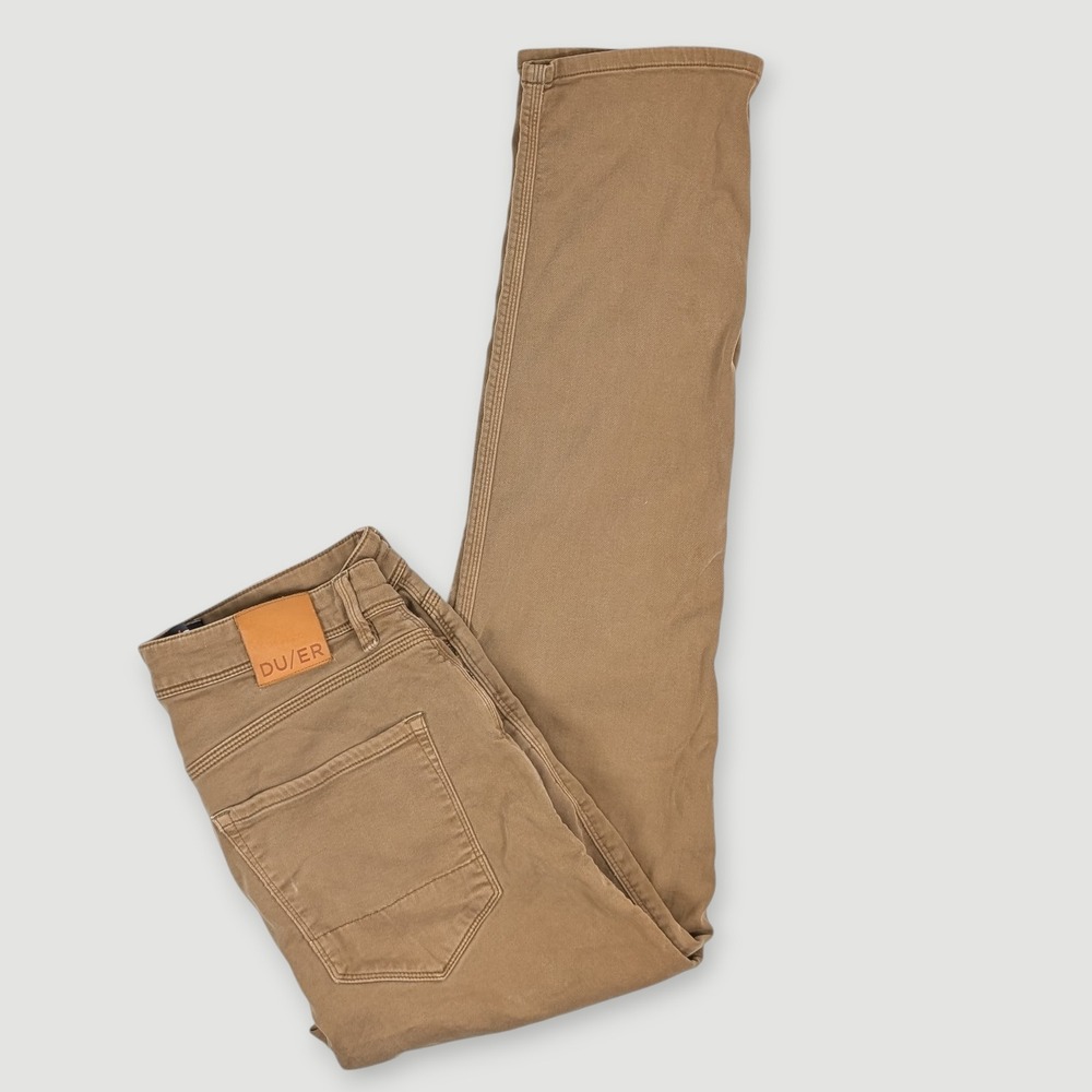 DU/ER No Sweat Relaxed Athletic Taper Pants Mens 32x31 Brown N2X Casual Stretch